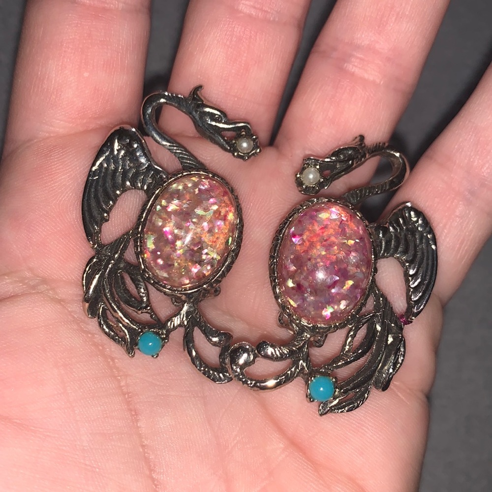 VINTAGE DRAGON SILVER CLIP ON EARRINGS